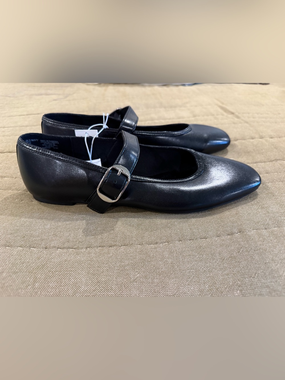 Old Navy Classic Black Mary Jane Flats with Silver Buckle